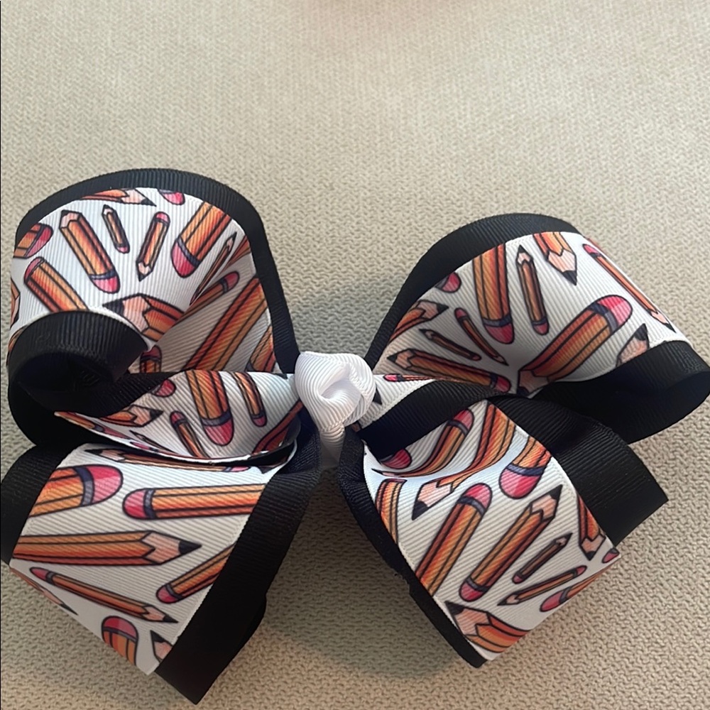 Colorful Pencil Print Hair Bow for Kids